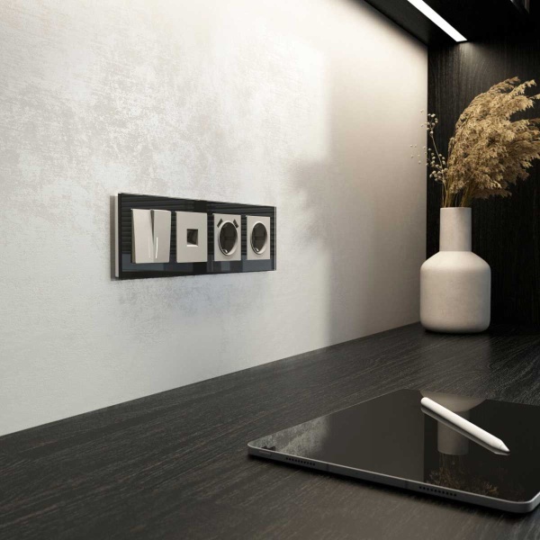 Выключатель двухклавишный проходной с подсветкой (дымчатый) W1222104/ a069459