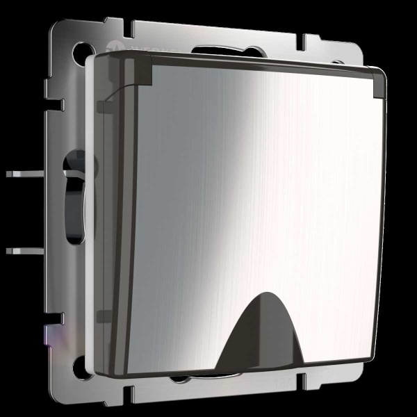 Розетка влагозащищенная с заземлением, с защитной крышкой и шторками Werkel глянцевый никель W1171202 4690389158049