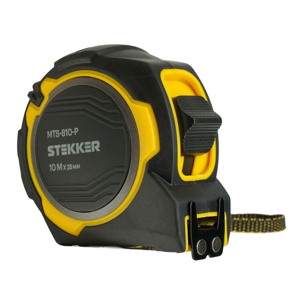 Рулетка, 10 м х 25 мм, магнит, II класс точности, двухстороннее нанесение, Stekker MTS-810-P 50212