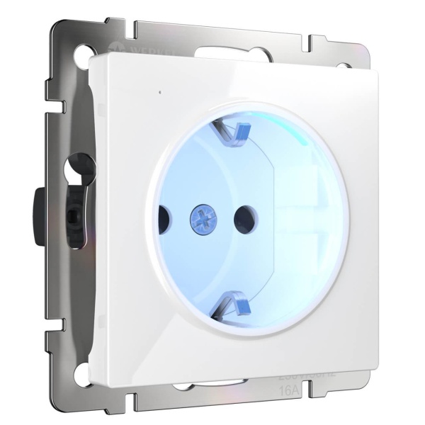 Розетка с заземлением и подсветкой Werkel белая W1171401 4690389155338 Розетка с заземлением и подсветкой Werkel белая W1171401 4690389155338