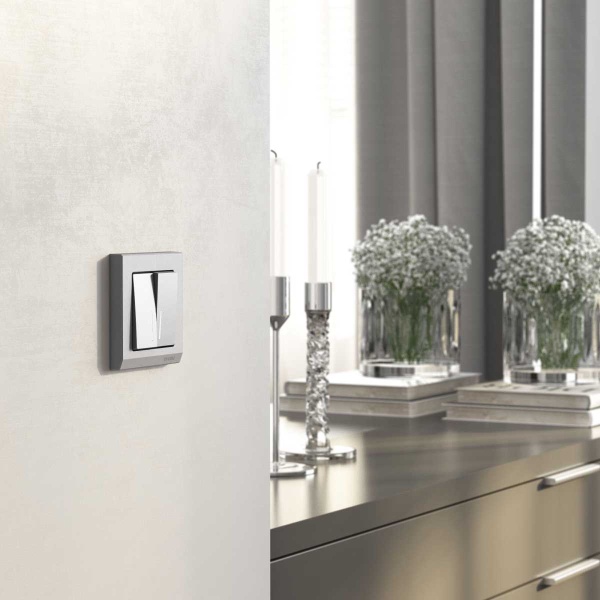 Выключатель двухклавишный с подсветкой Werkel серебряный матовый W1120165 4690389195532