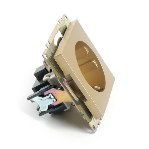 Розетка 2P+E Stekker Эрна золото GLS16-7110-08 49224