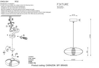 Подвесной светильник Crystal Lux Carazon  SP1 Brass