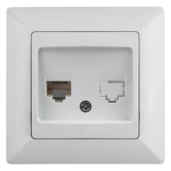 Розетка компьютерная RJ45 ЭРА Intro Solo белый 4-303-01 Б0043382 Розетка компьютерная RJ45 ЭРА Intro Solo белый 4-303-01 Б0043382