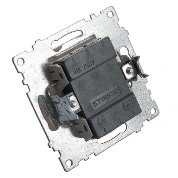 Выключатель одноклавишный Stekker Катрин шампань GLS10-7103-02 39589