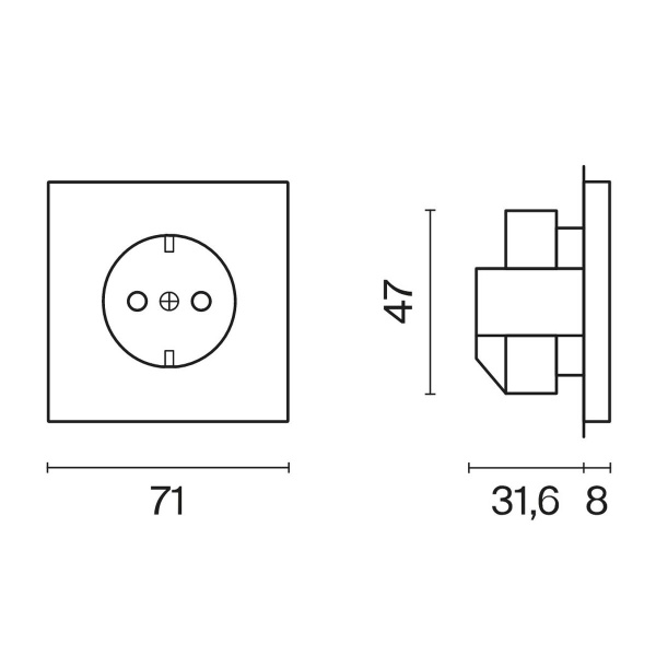 Розетка встраиваемая Voltum S70 с заземлением 16А, (графит) VLS040107