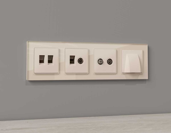 Лицевая панель ALFA (Бежевый матовый) для вывода кабеля QUANT AP3358