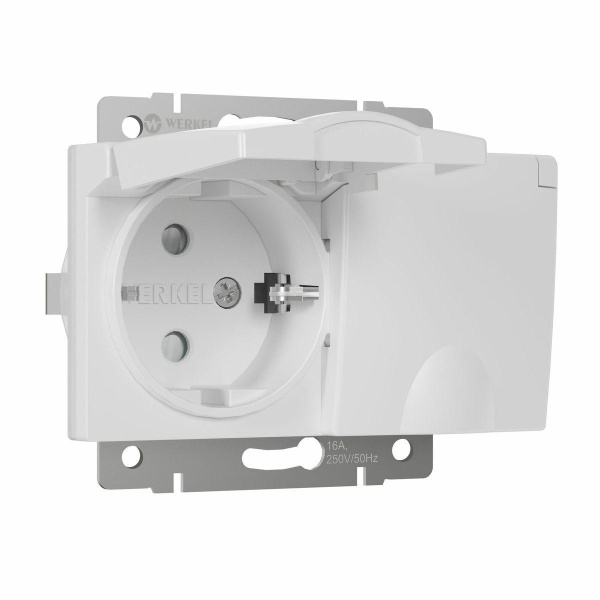 Розетка двойная влагозащищенная с заземлением с защитной крышкой и шторками Werkel белый W1172201 4690389178054 Розетка двойная влагозащищенная с заземлением с защитной крышкой и шторками Werkel белый W1172201 4690389178054
