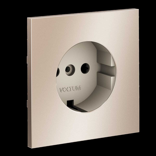 Накладка для розетки с заземлением, S70 Metal (платина) Voltum VLSM000610