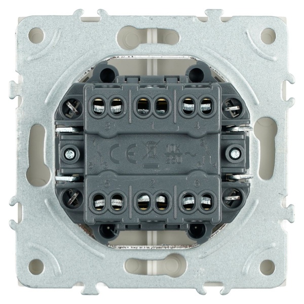 Переключатель 2-клавишный (механизм), Stekker, 250В, 10А Эмили, RSW10-5107-08, кашемир, soft touch 49895