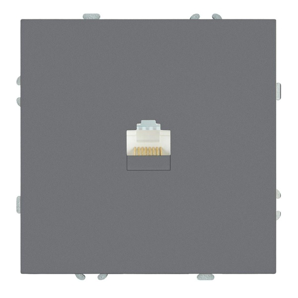 Розетка компьютерная 1-местная RJ-45 (механизм), STEKKER, серия Эмили, RST00-5117-10, платиново-серый, soft touch 49951