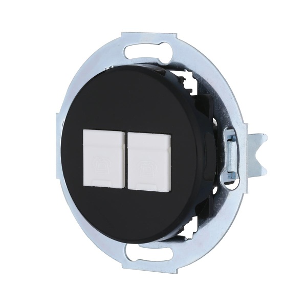 Розетка LK Studio телефонная 2хRJ-12 с накладкой (черный) Vintage 885908-1