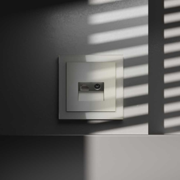 Розетка телевизионная встраиваемая Voltum S70 TV+RJ45 кат. 6 шелк VLS060704