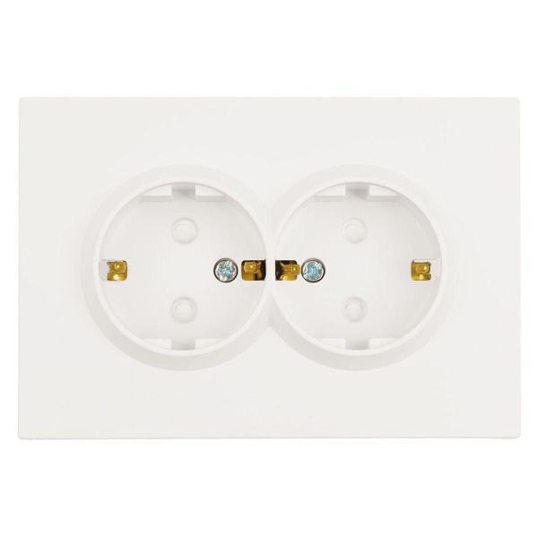 Розетка 2-местная с з/ш с/з СЗК Stekker 250В 16А Эмили RST16-5114-01ZK белый фарфор soft touch 50236