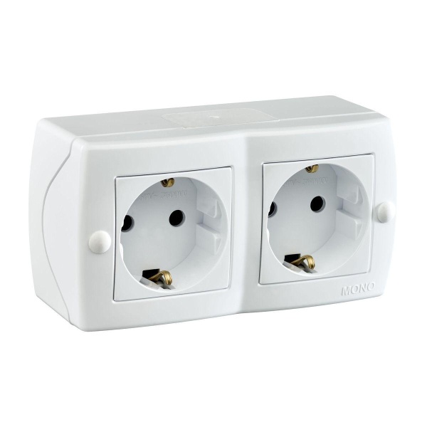 Розетка 2К+З двойная Mono Electric Octans IP20 16A 250V винтовое подключение белый 104-010107-120 Розетка 2К+З двойная Mono Electric Octans IP20 16A 250V винтовое подключение белый 104-010107-120