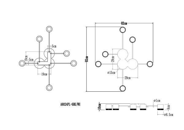 Потолочная люстра Arte Lamp Legacy A8024PL-6BK