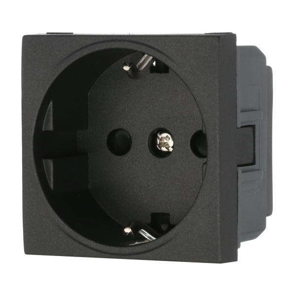 Розетка LK Studio с з/к, со шторками матовая поверхность (черный бархат) LK45 851408-1