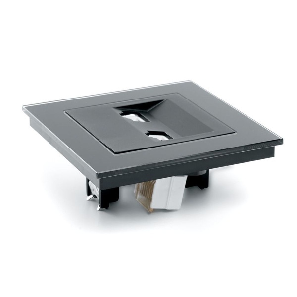 Розетка компьютерная 2-местная RJ-45 ,Stekker ,GLS00-7006-05 Катрин, черный 39509