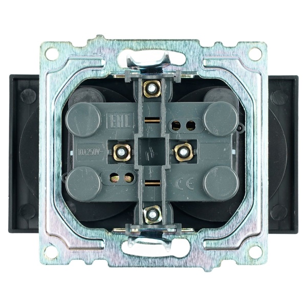 Розетка двойная 2P Stekker Катрин со шторками черный GLS10-7113-05 39611