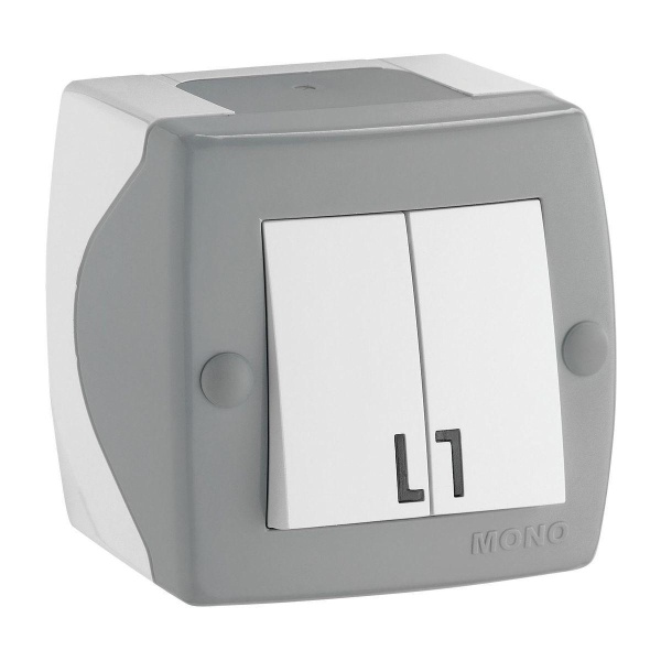 Выключатель Mono Electric Octans IP20 двухклавишный бело-серый 104-020001-102 Выключатель Mono Electric Octans IP20 двухклавишный бело-серый 104-020001-102