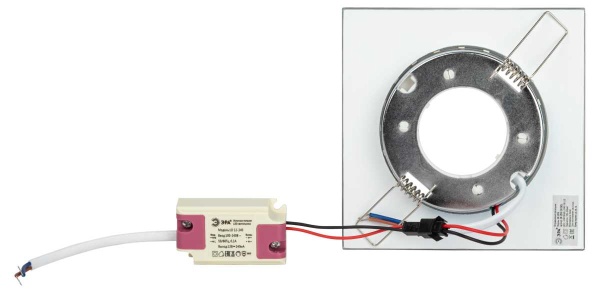 Светильник встраиваемый cо светодиодной подсветкой ЭРА DK LD50 CH/SHSL под лампу GX53 хром/серебро Б0057471