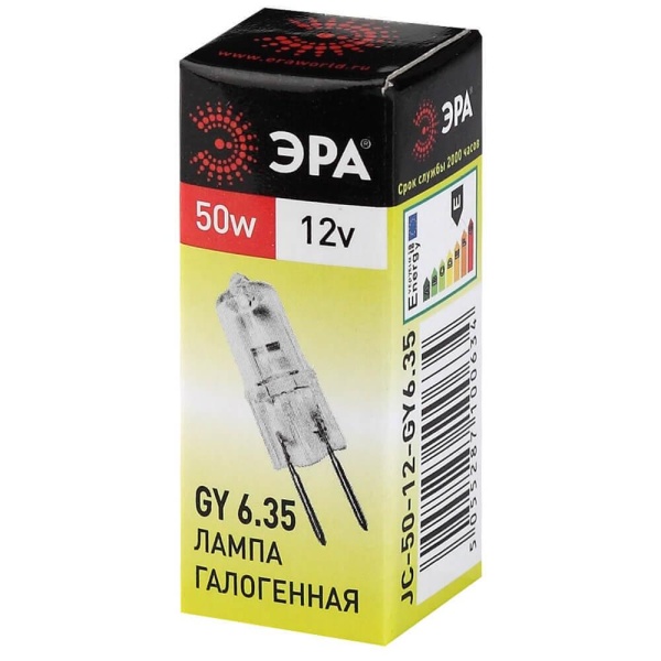 Лампа галогенная ЭРА GY6.35 50W 2700K прозрачная GY6.35-JC-50W-12V C0027372 Лампа галогенная ЭРА GY6.35 50W 2700K прозрачная GY6.35-JC-50W-12V C0027372