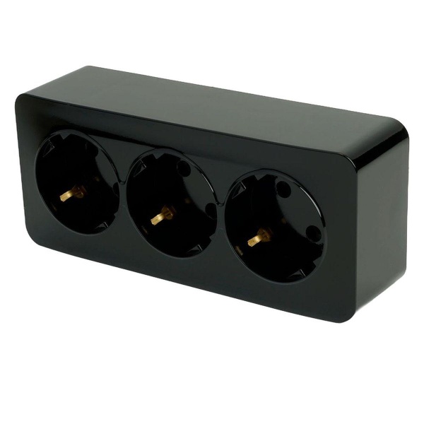 Розетка тройная 2P+PE Stekker София черный MST16-13-02 49318
