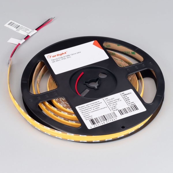 Светодиодная лента Arlight 22W/m 1088Led/m CSP холодный белый 5M COB-X1088-12mm 24V White6000 046929