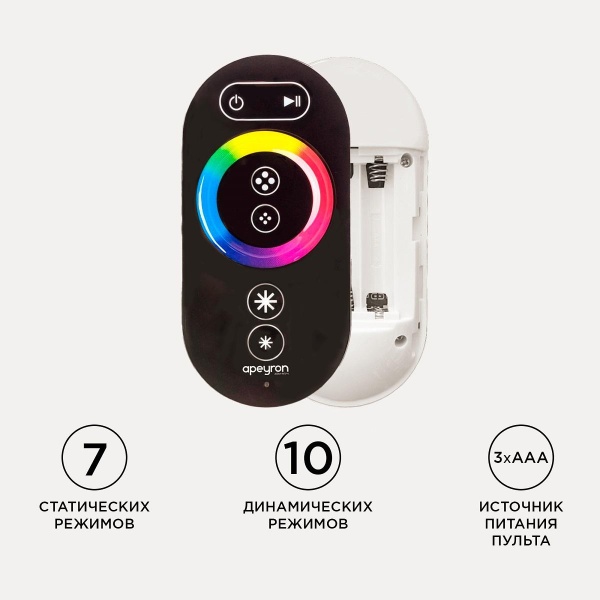 Контроллер RGB Apeyron с пультом 12/24V 04-03(288) Контроллер RGB Apeyron с пультом 12/24V 04-03(288)