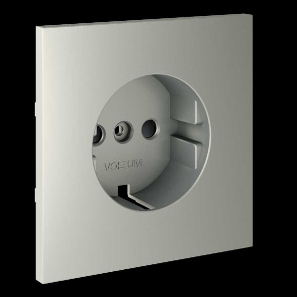 Накладка для розетки с заземлением и защитными шторками S70 (сталь) Voltum VLS000705