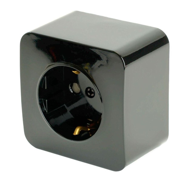 Розетка 2P+PE Stekker София черный MST16-11-02 49314