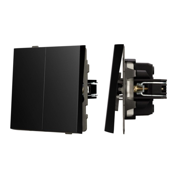 Механизм выключателя двухклавишный проходной SWT-TENDO-MKP2-PL-BK (230V, 10A) Arlight 054067
