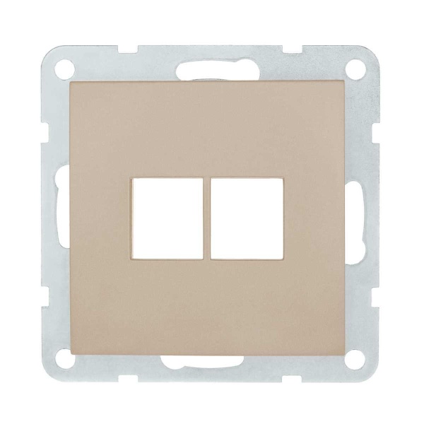 Накладка с суппортом розетки компьютерной и телефонной на 2 входа LK Studio (шампань) БЕЗ механизма LK80, 846206-0