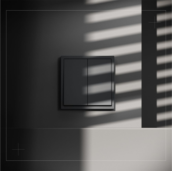 Выключатель встраиваемый Voltum S70 двухклавишный 10А, (графит) VLS020107