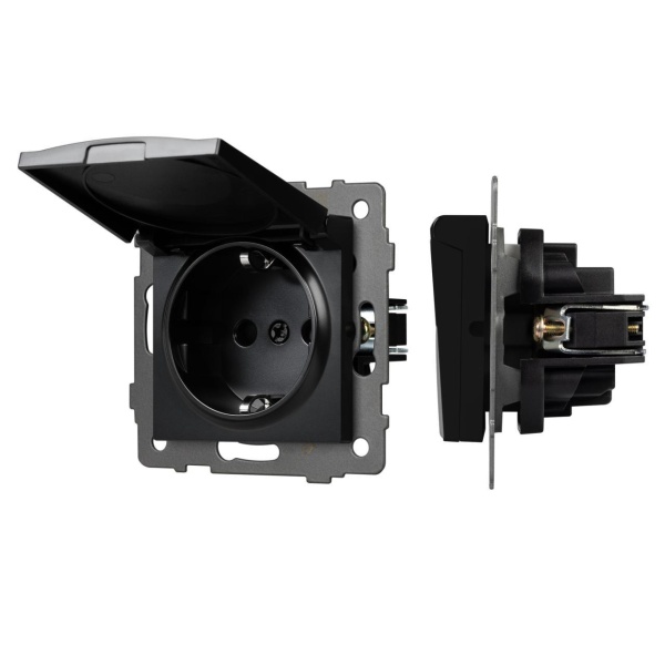 Механизм розетки влагозащищённый SCT-MCP-PL-BK-V (250V, 16A) Arlight 049835