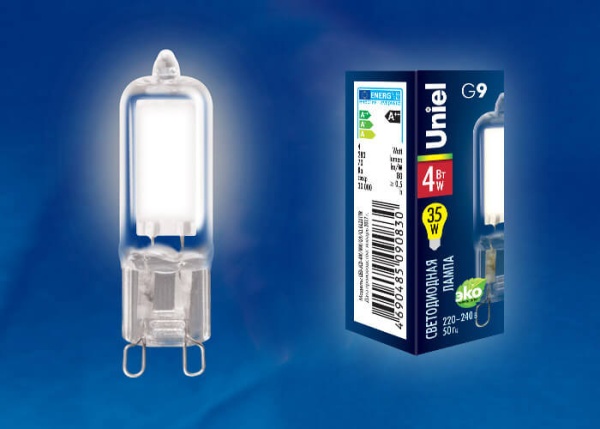 Лампа светодиодная Uniel G9 4W 4000K прозрачная LED-JCD-4W/NW/G9/CL GLZ01TR UL-00001814