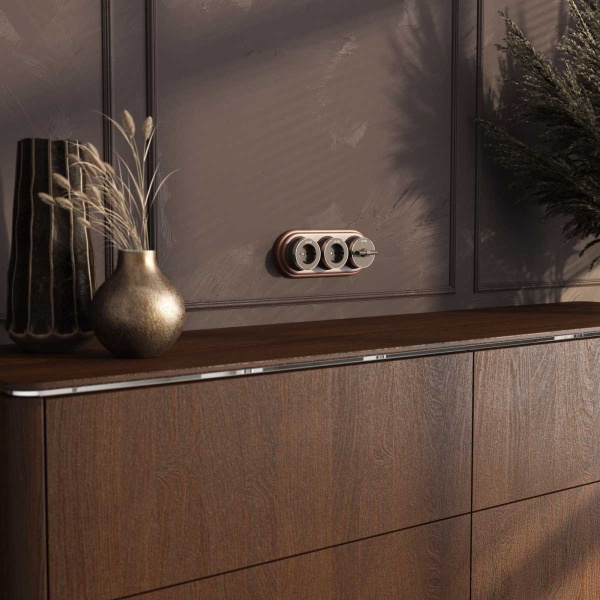 Розетка с заземлением Werkel Vintage мокко матовый/хром W5871052 4690389174711