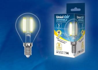 Лампа светодиодная филаментная (UL-00002866) E14 5W 3000K LED-G45-5W/WW/E14/CL/DIM GLA01TR
