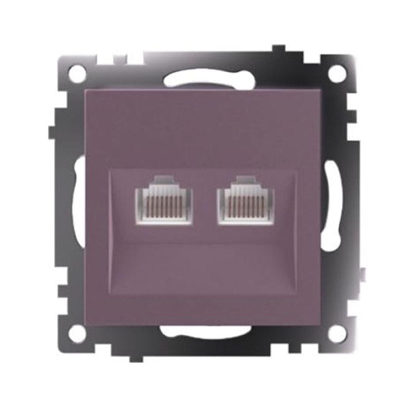Розетка компьютерная 2-местная RJ-45 (механизм) Stekker GLS00-7109-04 Катрин, шоколад 50006
