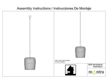 Подвесной светильник без основания Mantra Dubai 9421