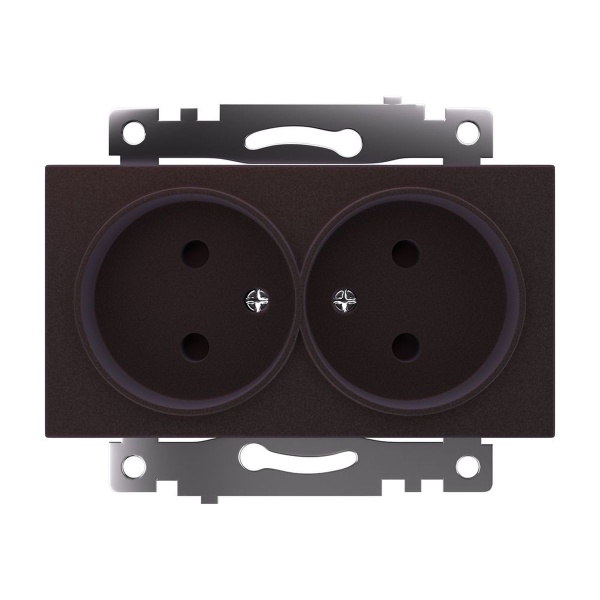 Розетка двухместная с защитной шторкой Stekker Катрин шоколад GLS10-7113-04 49026