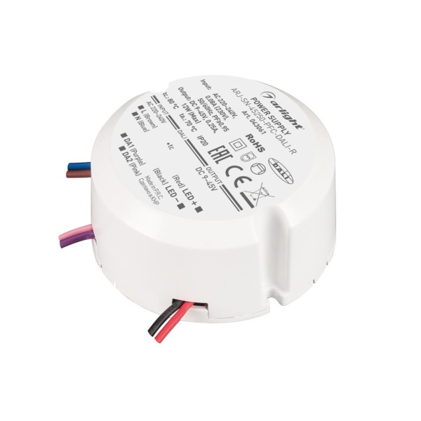 Блок питания ARJ-SN-45250-PFC-DALI-R (12W, 9-45V, 0.25A) Arlight 043061