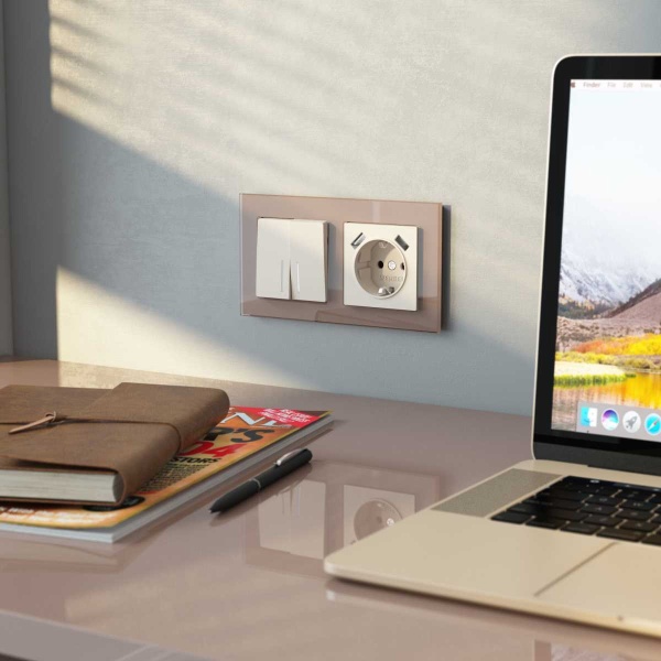 Выключатель двухклавишный проходной с подсветкой Werkel айвори матовый W1122162 4690389191862