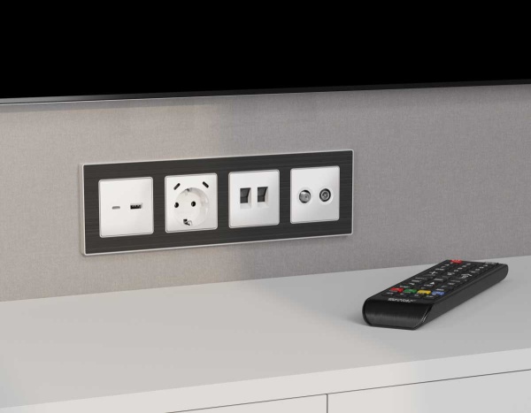 Лицевая панель для компьютерной/ телефонной двойной розетки Ambrella Volt AP1321