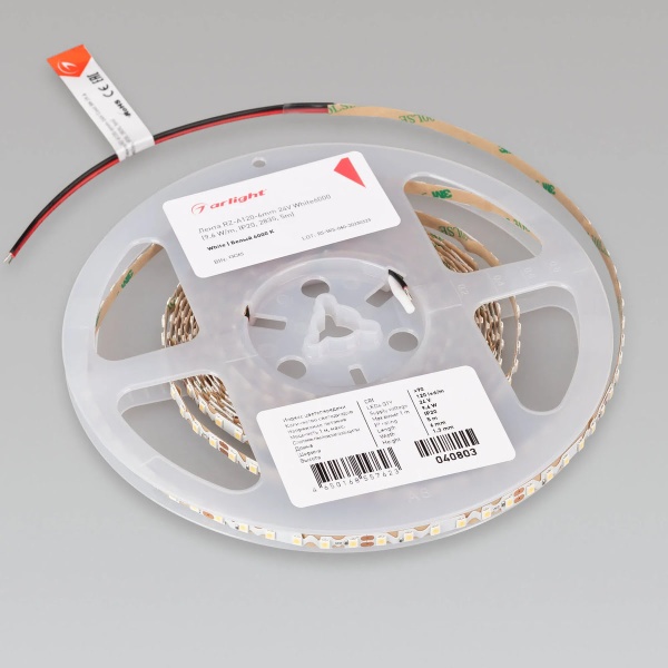 Светодиодная лента Arlight 9,6W/m 120LED/m 2835SMD холодный белый RZ-A120-6mm 24V 040803