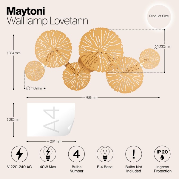 Настенный светильник Maytoni Lovetann MOD082WL-04G