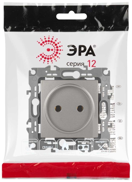 Розетка ЭРА Серия 12 12-2105-16 2P 16А-250В титан Б0065699
