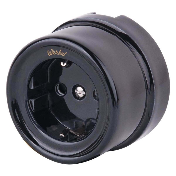 Розетка с заземлением Werkel Ретро черный W5671008 4690389166808 Розетка с заземлением Werkel Ретро черный W5671008 4690389166808