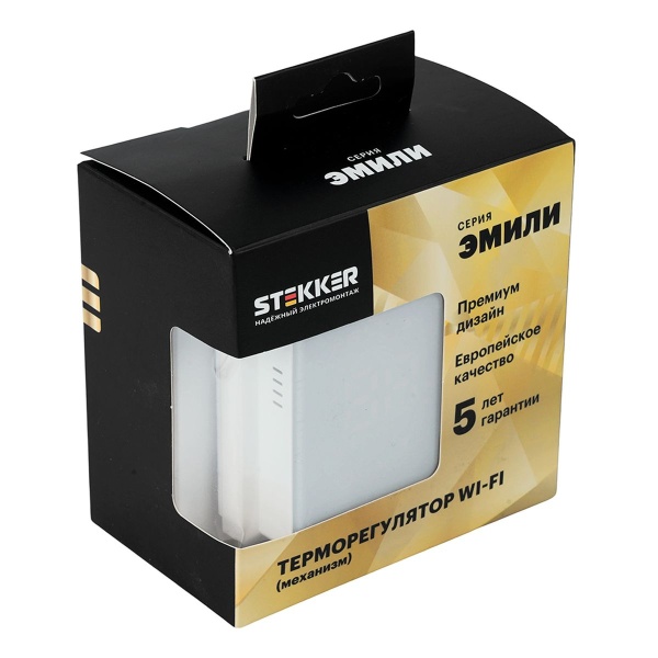 Терморегулятор Wi-Fi (механизм), Stekker, 250В, 3500Вт Эмили, RSW00-5119-01, белый фарфор, soft touch 50376