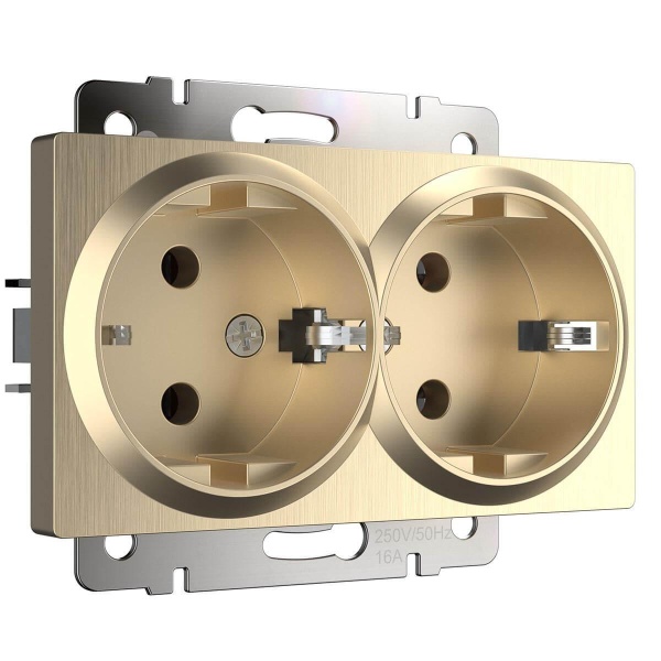 Розетка двойная Werkel шампань рифленый W1172010 4690389160585 Розетка двойная Werkel шампань рифленый W1172010 4690389160585